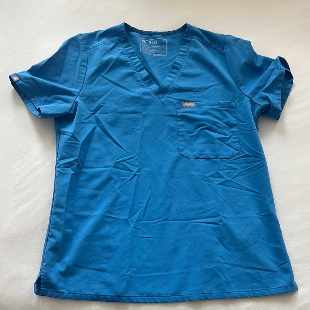 Figs Blue V-Neck Scrub Top